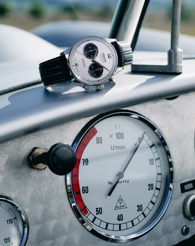 Union Glashütte Noramis Chronograph Sachsen Classic 2025 auf Armaturenblatt