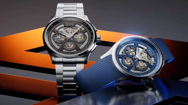 Mido Multifort Skeleton Chronograph in Blau und in der Edelstahlversion