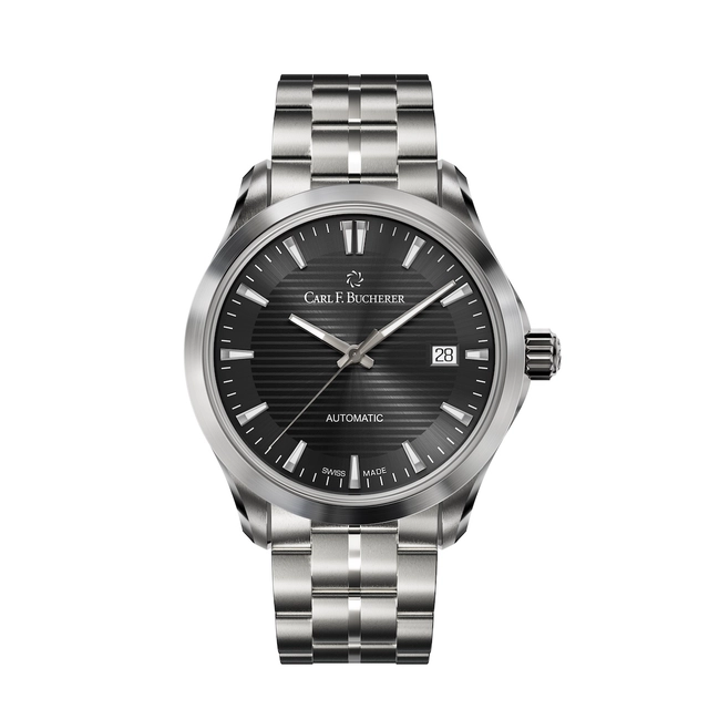 Manero Urban von Carl F. Bucherer mit schwarzem Zifferblatt und Edelstahlarmband
