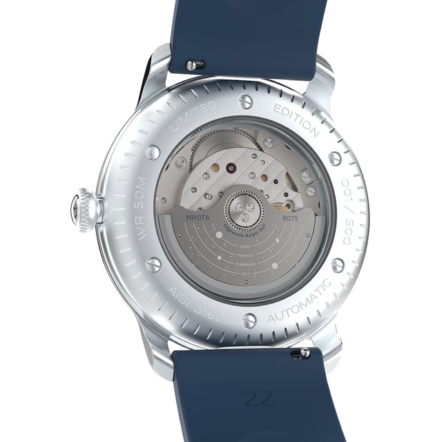 Hvilina caseback showing the movement