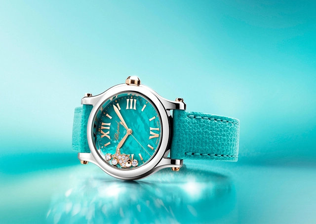 Chopard Happy Fishk, Uhr mit türkisem Zifferblatt und Armband