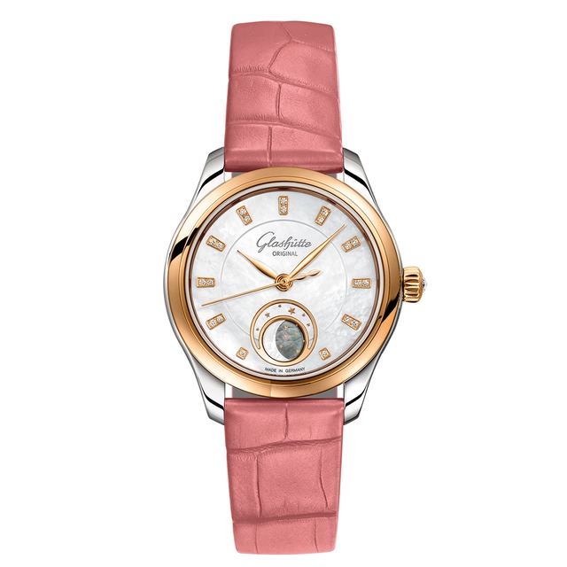 Glashütte Original Serenade Luna, Referenznummer: 1-35-14-01-06-04 mit Lederband in Pink