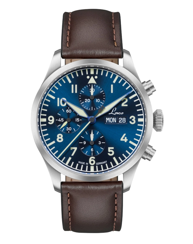 Laco: Kiel.2 Blau mit braunem Lederband Laco: Kiel.2 Blau mit braunem Lederband