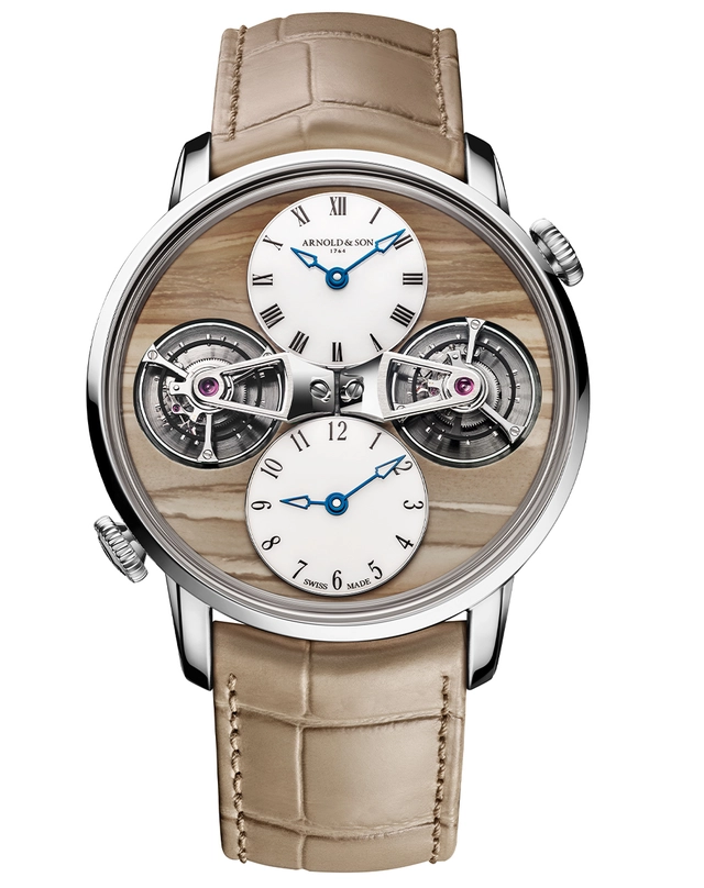 WatchTime-Arnold&Son-Chronopassion-DoubleTourbillonLAndscapeMirroredTime-Freisteller.jpg Arnold & Son X Chronopassion – Double Tourbillon Landscape Mirrored Time, Weißgolduhr mit Manufakturkaliber und zwei Tourbillons