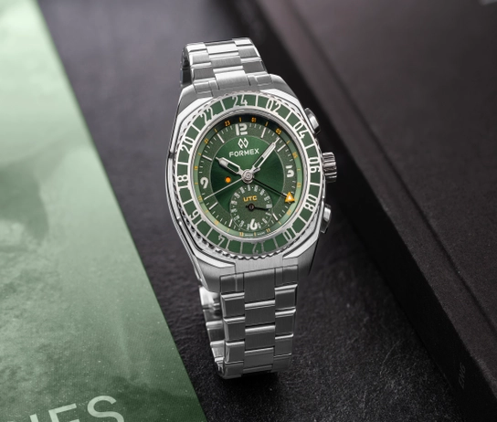 Formex Stratos UTC 41mm Green Dial, grünes Zifferblatt