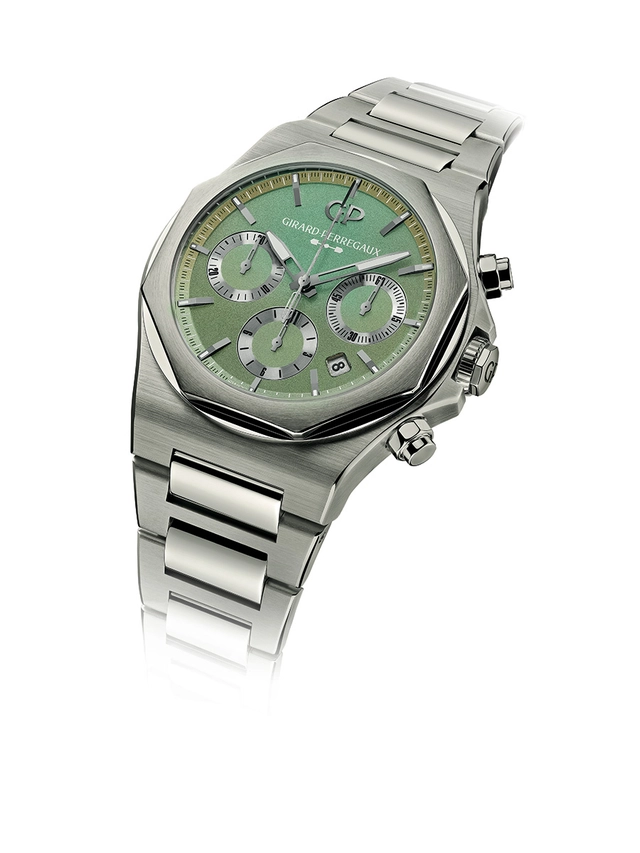Girard-Perregaux Laureato Chronograph Aston Martin Zifferblatt in Grün, Seitenansicht