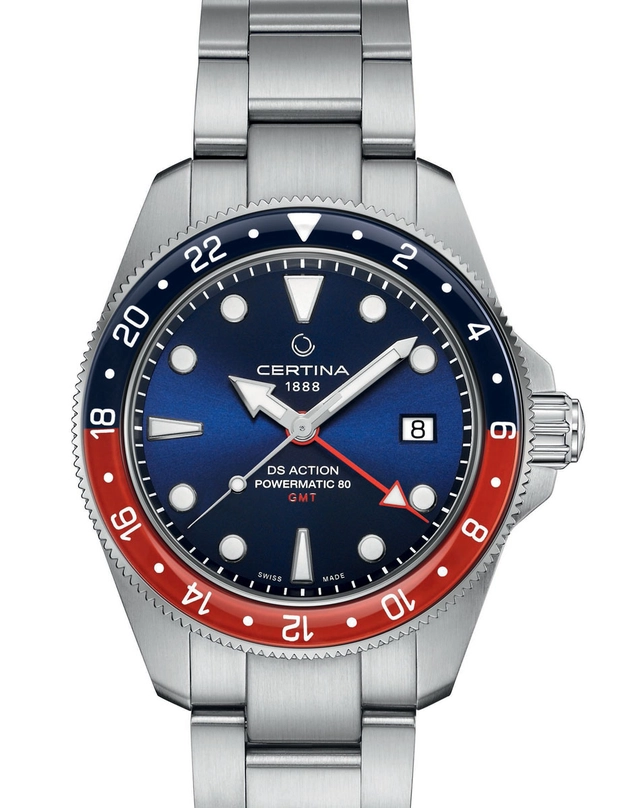 Certina: DS Action GMT Powermatic 80 in blau-roter Optik