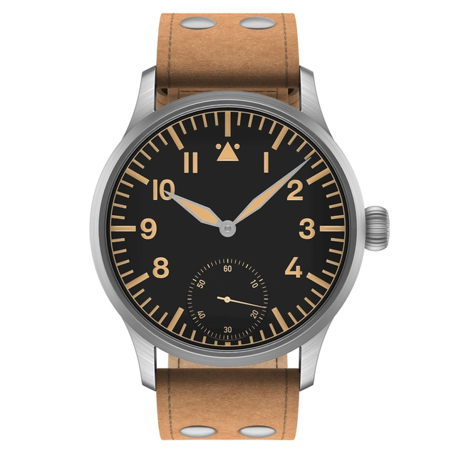 Stowa: Flieger Vintage 6498 ohne Logo, mit braunem Lederband