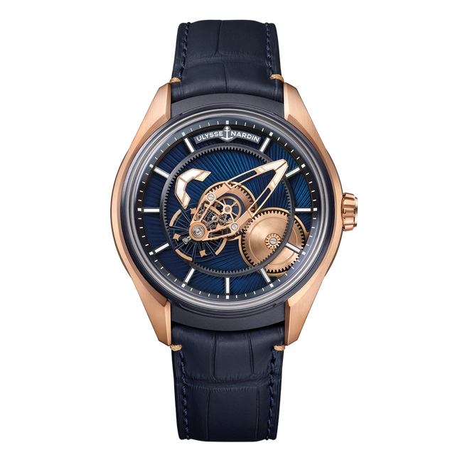 Ulysse Nardin Freak X [Gold Enamel] mit rotierender Scheibe aus guillochierter Flinqué-Emaille mit Sonnenstrahl-Muster