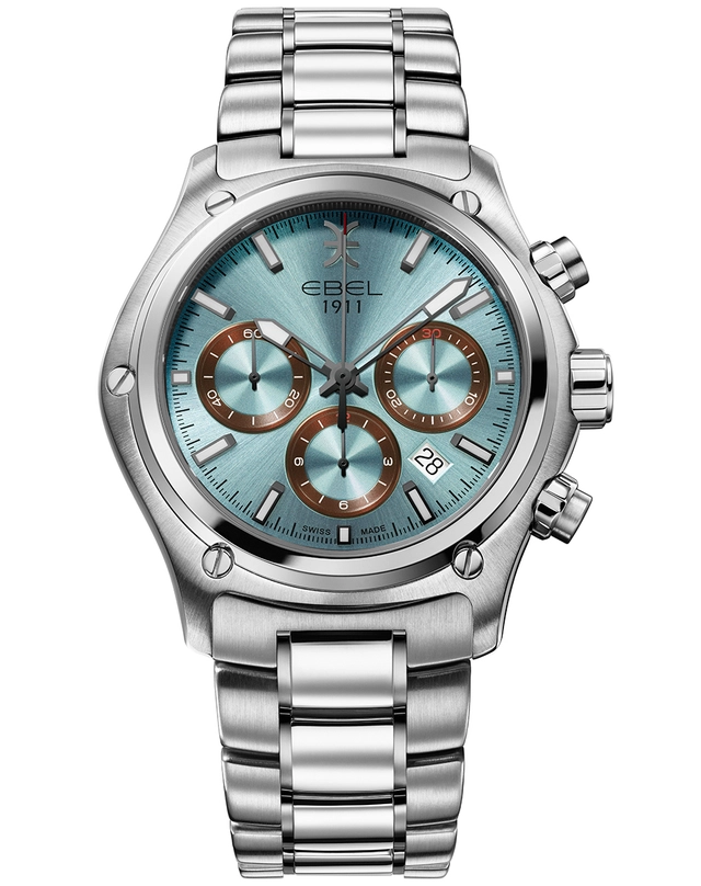 Ebel – 1911 Chronograph Ice Blue, Chronograph mit eisblauem Zifferblatt