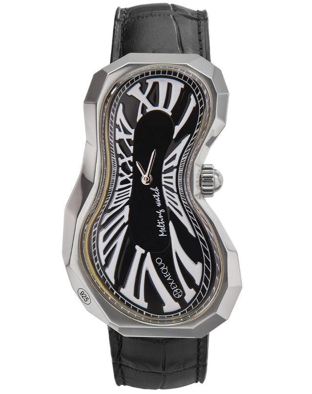 Exaequo – Melting Watch Polyhedron, surrealistische Uhr mit außergewöhnlichem Design aus Sterlingsilber 