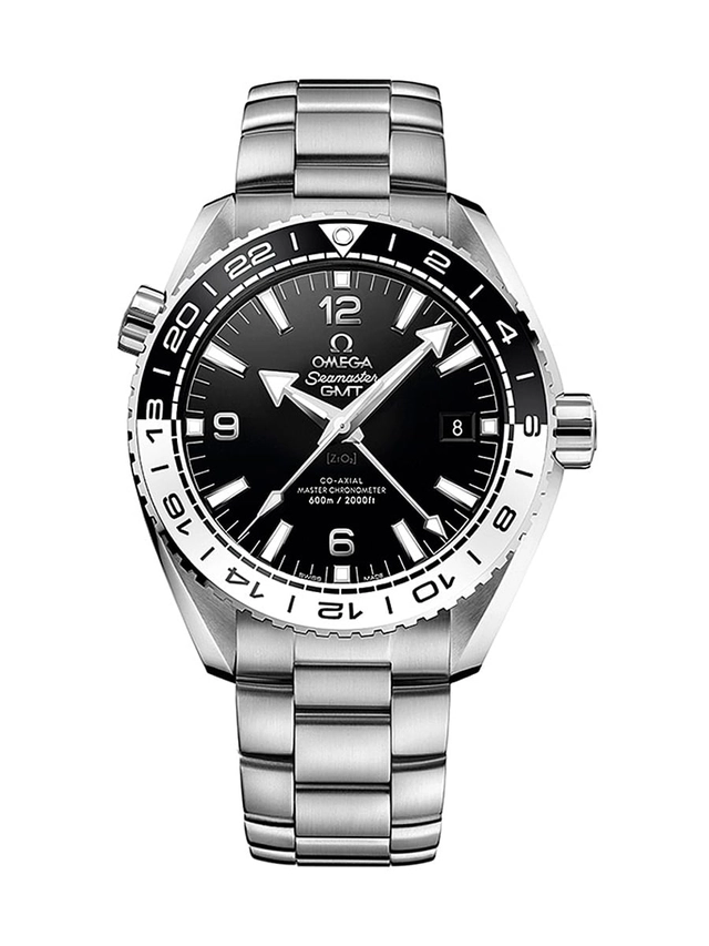 Einseitig drehbare Lünette zur Einstellung der zweiten Zeitzone: Omega Seamaster Planet Ocean Master Chronometer GMT (7.000 Euro)