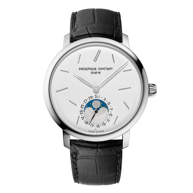 Frederique Constant Slimline Moonphase Date Manufacture FC-705SOC4S6, Edelstahluhr