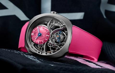 H. Moser & Cie. Streamliner Cylindrical Tourbillon Skeleton Alpine Limited Edition in Pink