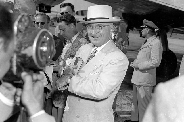 Harry S. Truman in Miami mit Gallet-Uhr im Jahr 1949