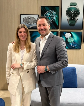 TAG Heuer CEO Julien Tornare mit WatchTime Head of Editorial Germany, Daniela Pusch