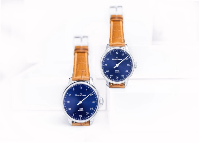 Meistersinger No. 03 in Blau: Vergleich 43 mm und 38 mm