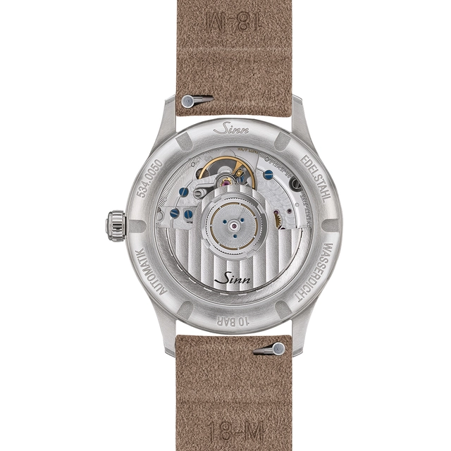 Sinn-534-Perlmutt-Weiß-Back.jpg Einsehbarer Gehäuseboden Sinn 534 Perlmutt mit SW 300-1 Automatikaufzug