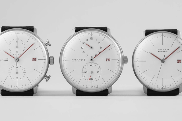 Junghans Max Bill Bauhaus-Linie mit Chronoscope, Regulator und Automatik