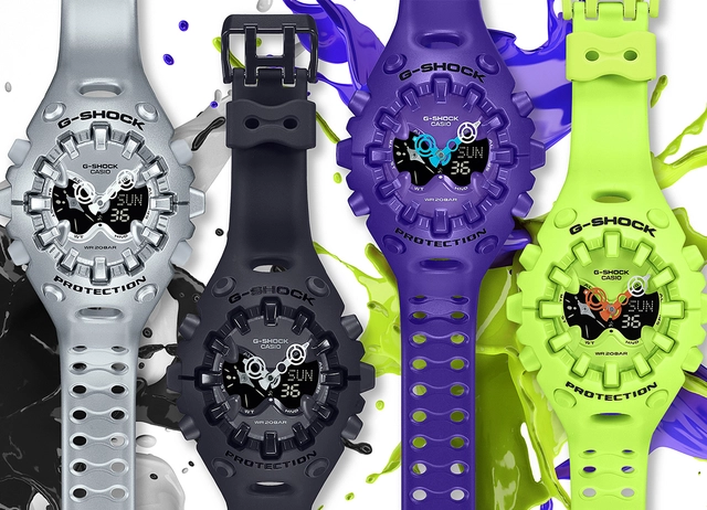 Vier Uhren der neuen G-Shock GA-V01 Serie