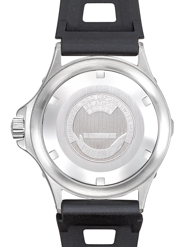 WatchTime-Squale-Corallo2008NOS-Rückseite.jpg Squale – Corallo 2008 NOS, Taucheruhr mit verschraubtem Gehäuseboden
