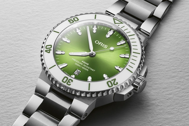 Oris: Aquis Date mit sommerfrischem Zifferblatt in Grün Oris: Aquis Date mit sommerfrischem Zifferblatt in Grün