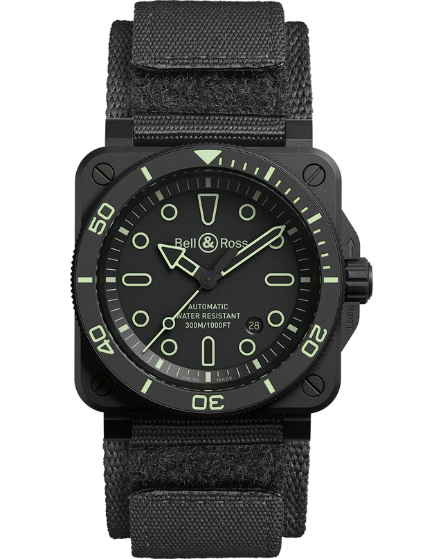 Bell & Ross – BR-03 Diver Lum Outline, Taucheruhr mit Automatikwerk und Stoffband