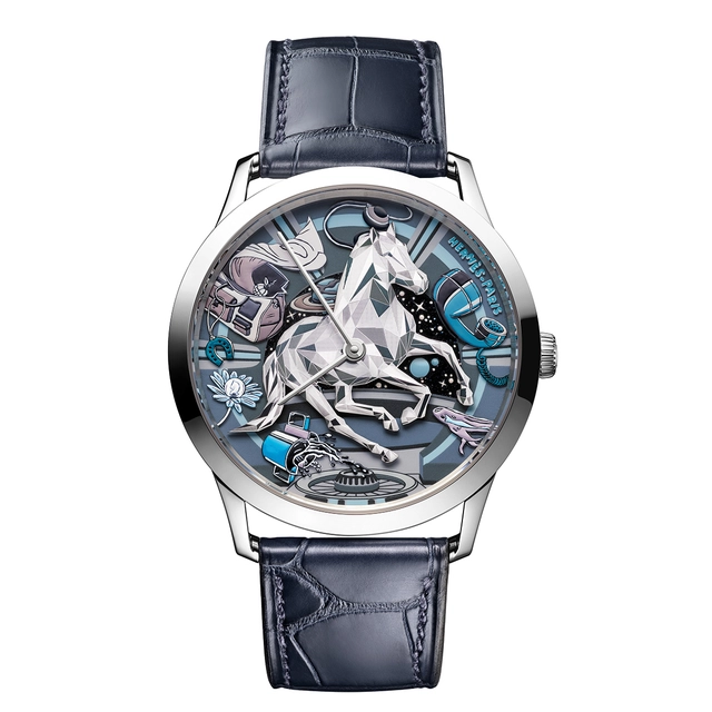 Hermès Slim d'Hermès Faubourg of dreams Hermès Slim d'Hermès Faubourg of dreams, Uhr mit Weißgoldgehäuse und Gravur auf dem Zifferblatt