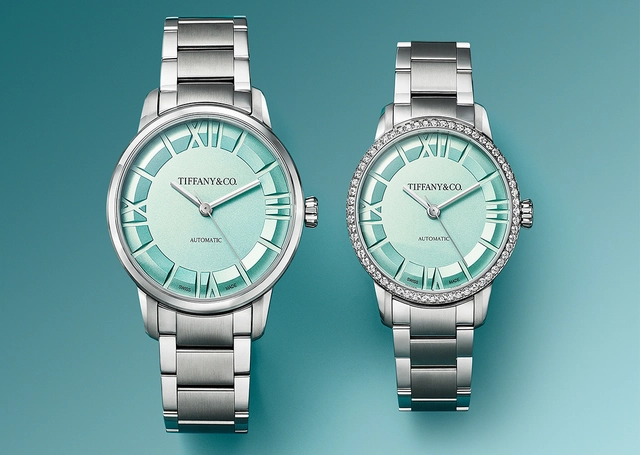 Tiffany Atlas Uhr, zwei Edelstahluhren