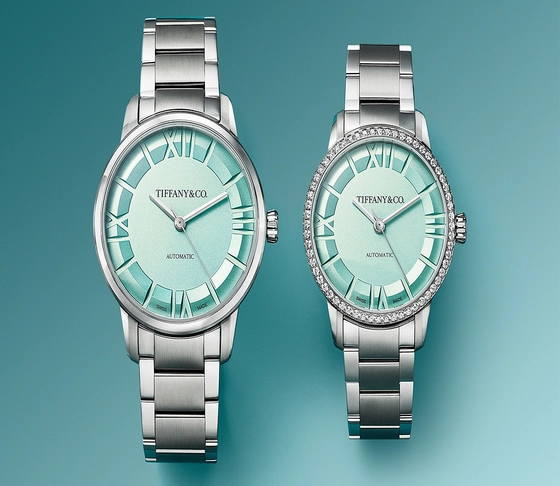 Tiffany Atlas Uhr, zwei Edelstahluhren