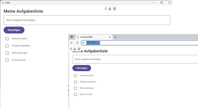 Beispiel-App (ToDo, extended) im Web, auf dem Desktop und als mobile App (Bild 6)