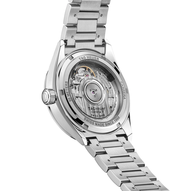 TAG Heuer Carrera Date, Gehäuseboden mit Blick auf Kaliber 7