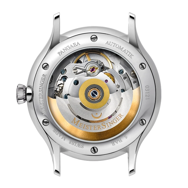 Meistersinger-Pangea-Day-Date-Back.png Basis Sellita SW 220, Automatik, 38 Stunden Gangreserve