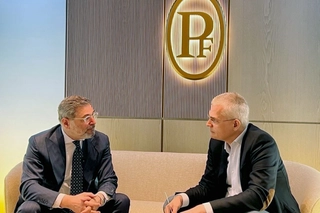 Rüdiger Bucher (rechts) interviewt Parmigiani-CEO Guido Terreni