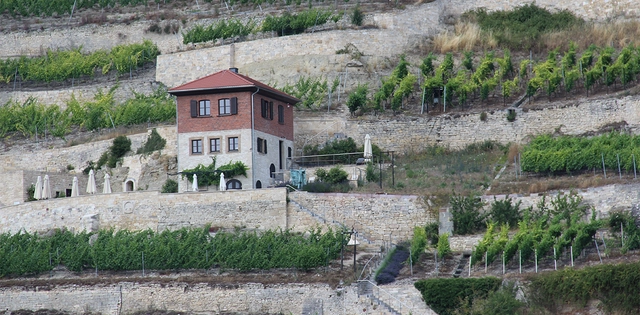 Routen_Saale-Unstrut_Hero_C-AlexaChrist Aufnahme eines Gebäudes an einem Berg.