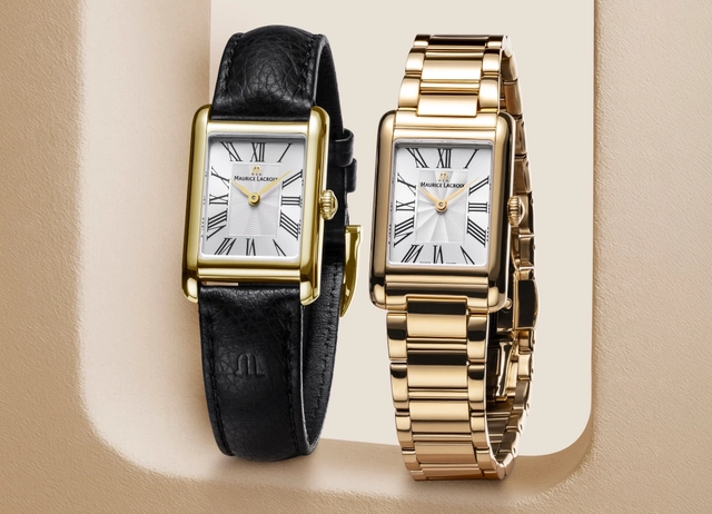 Uhren der Maurice Lacroix Fiaba-Square-Kollektion mit Edelstahl- und Kalbslederarmband