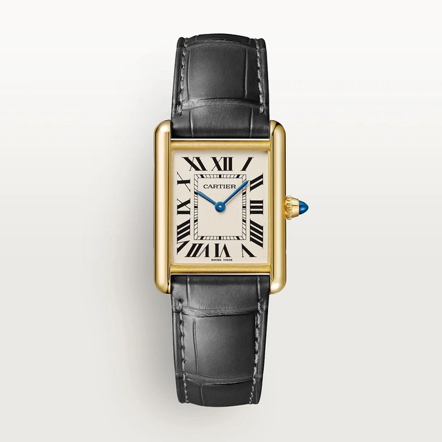 Cartier Tank Louis Cartier, großes Modell, Quarzwerk. Gehäuse aus 750er Gelbgold