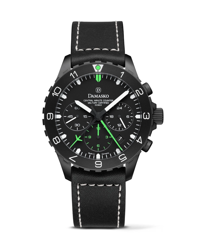 Damasko DC86/2 Green Black mit schwarzem Lederband