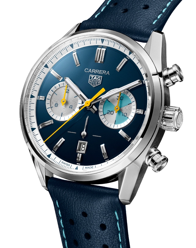 Tag Heuer – Carrera Chronograph Limited Edition, Chronograph mit blauem Zifferblatt
