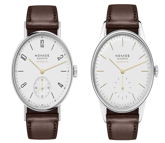 Die Nomos Glashütte Orion neomatik doré und die Tangente neomatik doré