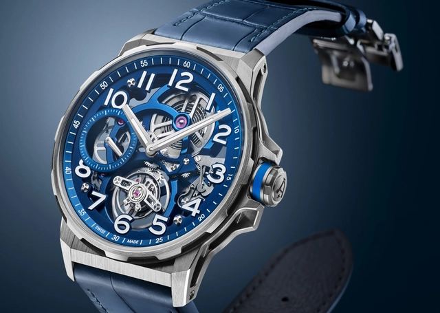Seitenansicht der Angelus Flying Tourbillon Titanium