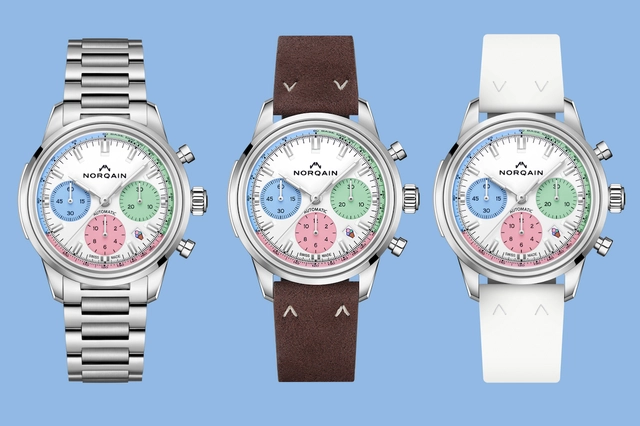 Norqain Freedom 60 Chrono „Enjoy Life“ Die drei Armbadnvarianten der Norqain Freedom 60 Chrono „Enjoy Life“, Armband, Armbänder, Frontalansicht Zifferblatt