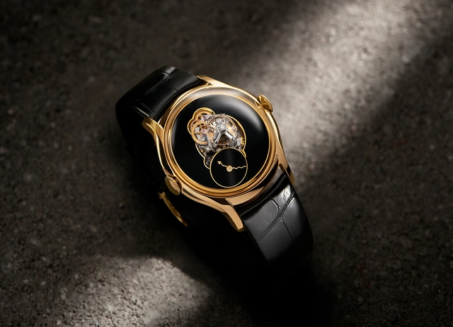 MB&F LM FlyingT Onyx, Uhr mit Goldgehäuse und schwarzem Zifferblatt