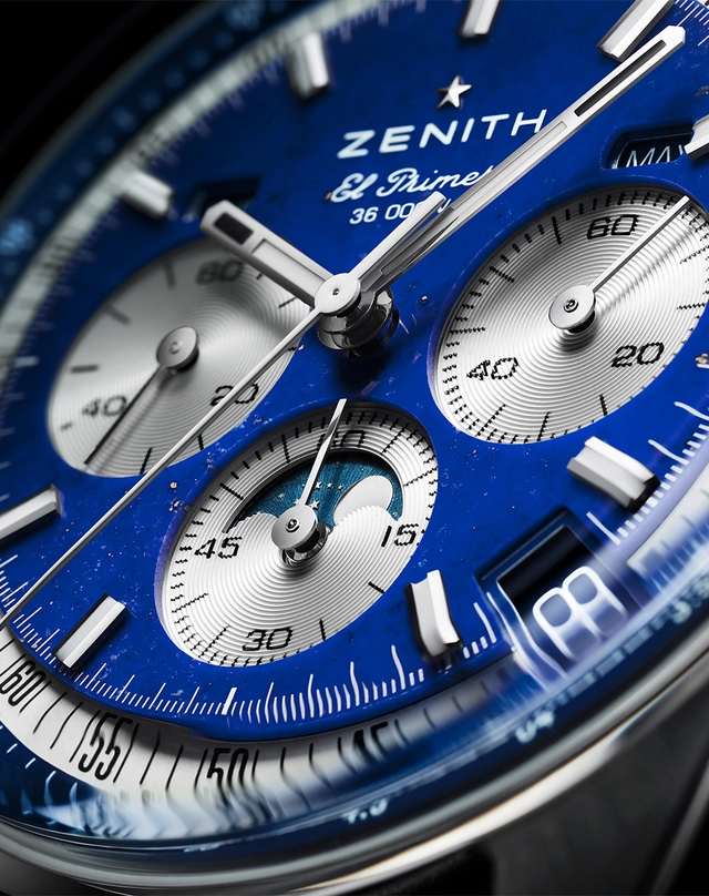 WatchTime-Zenith-ChronomasterOriginalTripleCalendarLapislazuli-Detail.jpg Zenith – Chronomaster Original Triple Calendar Lapislazuli mit blauem Steinzifferblatt