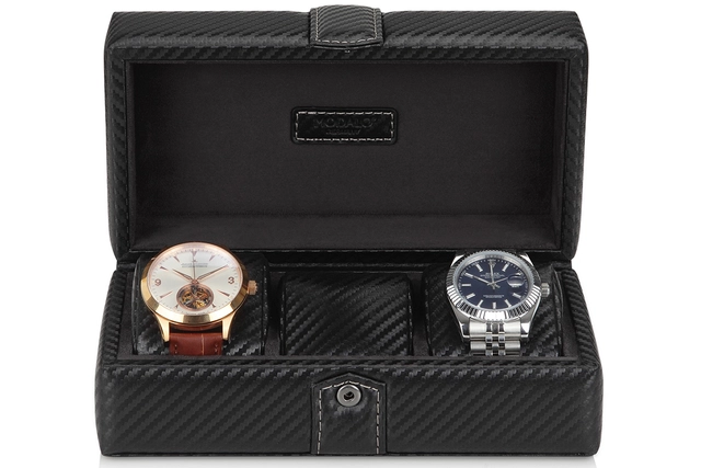 Uhrenbox "Gallante" für 3 Uhren im Carbon-Design