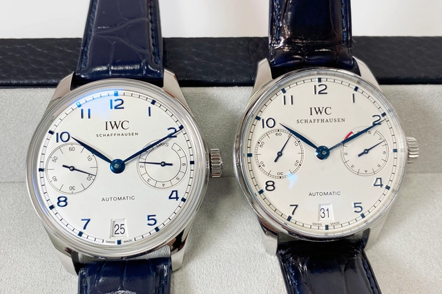 Vergleich IWC Portugieser Automatic 42 von 2024 links und Vorgängerin rechts