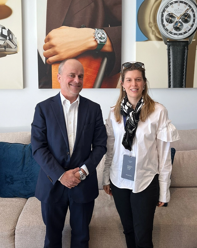 Zenith CEO Benoît de Clerck und WatchTime Head of Editorial Daniela Pusch