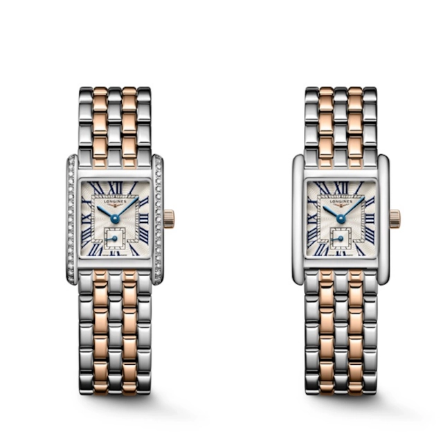 Gesamtansicht der Mini DolceVita Bi-Color Uhren von Longines in RoseGold