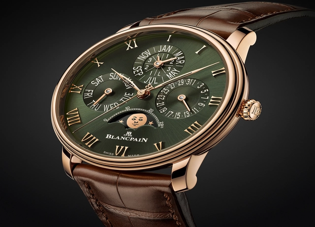 Blancpain Villeret Quantième Perpétuel 6656 3653 55B, Uhr mit grünem Zifferblatt