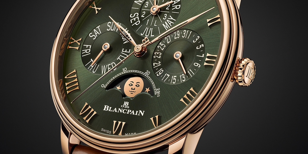 Blancpain Villeret Quantième Perpétuel 6656 3653 55B, Uhr mit grünem Zifferblatt